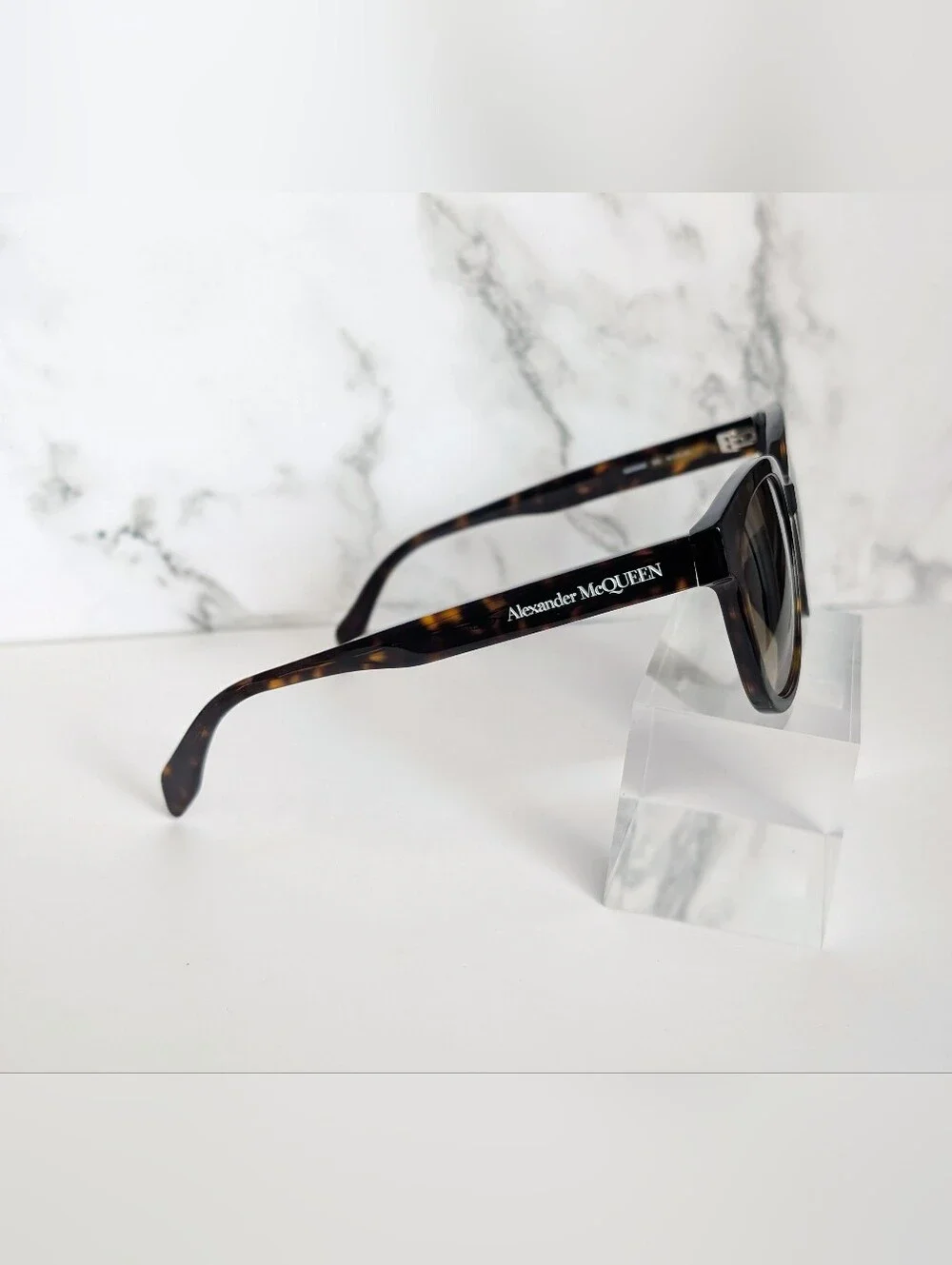 Alexander McQueen AM0304SK Havana Tortoise Gradient Sunglasses NWT Made In Italy